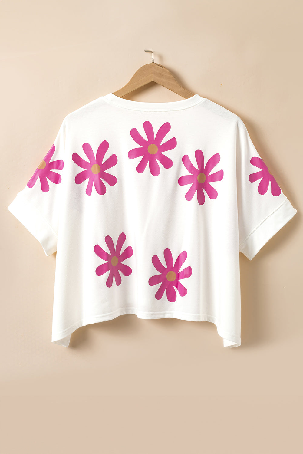 Gray Daisy Flower Printed Casual T Shirt