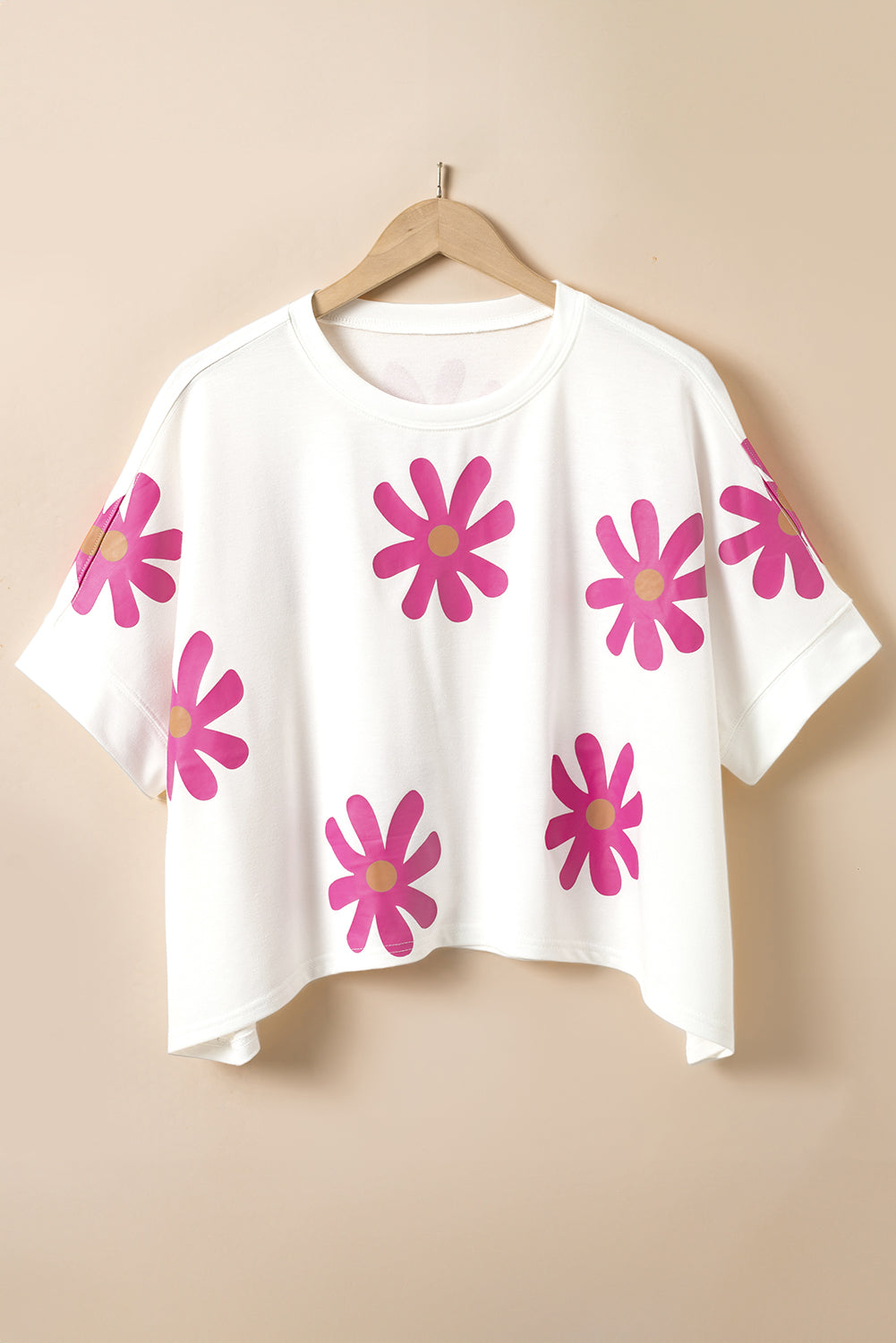 Gray Daisy Flower Printed Casual T Shirt